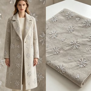 Tela de lentejuelas con diseño de estrellas de fuegos artificiales y forro polar de color albaricoque claro A990 para <span class=keywords><strong>abrigos</strong></span> y vestidos de otoño e invierno - Product Image 1