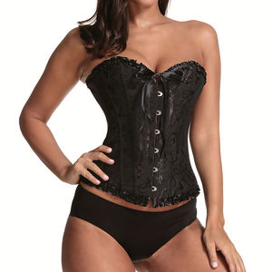 Langqin European <b>Gothic</b> Hollow Lace Strapless Waist <b>Corset</b> Heavy Embroidery Fishbone Slim Evening Outfit Body Shaper for Women - Product Image 3