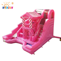 Château gonflable combiné toboggan WINSUN pour enfants, thème crème glacée rose, usage commercial extérieur, certifié CE sans plomb