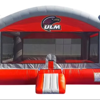 Château gonflable commercial rouge-gris en PVC de grande taille 20x15x13 pieds pour enfants, facile à installer, idéal pour les grandes locations événementielles