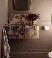 Lavabo en pierre Calacatta Viola Purple, meuble de salle de bain, plan de travail, baignoire, revêtement mural en pierre naturelle, plateau de table à manger