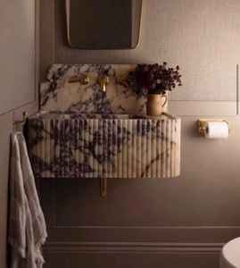 Lavabo de Piedra Natural Calacatta <span class=keywords><strong>Viola</strong></span> Morado, Encimera de Baño, Revestimiento de Paredes y Pisos de Piedra Natural, Tablero de Mesa de Comedor - Product Image 4