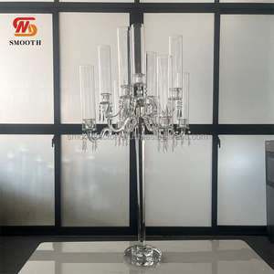 SMOOTH Hot Selling 9 Arms Candelabra High Quality Glass Wedding Banquet Restaurant Table Decor for Valentine's Day - Product Image 4