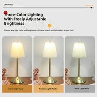Lampe de table sans fil rechargeable avec abat-jour en tissu, à intensité variable, commande tactile, fonctionne sur batterie, lumière portable pour chambre à coucher, restaurant