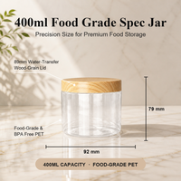 Bocal de stockage alimentaire en PET à profil bas avec couvercle à transfert d'eau, 89 dents, pour le rangement domestique, vente en gros, personnalisation OEM