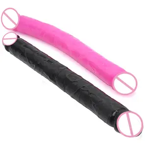 Artificial huge soft dildo Double Side Penis for women masturbate, Big sex dildo toy double head Long Black Dong