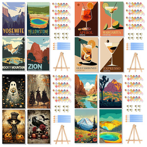 Paquete de 4 paquetes de 8x12 pulgadas <span class=keywords><strong>paisaje</strong></span> adulto Diy pintura por números Kits en lienzo Parque pintura por números lienzo dibujo con pinceles - Product Image 6