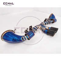 Échappement en titane ECNAL pour Porsche 992 GT3 avec commande de soupape OEM et embouts bleus brûlés