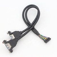 Perno de bloqueo de tornillo Dual USB 3,0 Tipo a Cable de montaje en panel hembra con conector Molex