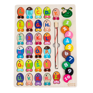 Juego de pesca de madera Montessori para niños, juego de aprendizaje, alfabeto preescolar, educación, contador de números, cadena de matemáticas, cuentas, juguete - Product Image 1