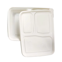 Boîte à lunch jetable robuste et écologique de 36 oz, recyclable, en bagasse de canne à sucre biodégradable, avec couvercle en papier de bambou