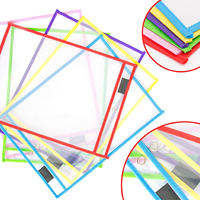 Superficie de escritura reutilizable que reduce el desperdicio, bolsillos transparentes de colores para borrado en seco, suministros de oficina duraderos, bolsa de archivo borrable