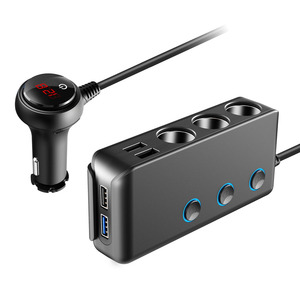 أفضل المنتجات مبيعًا من جاوي: مقسم ولاعة سجائر للسيارة بـ 3 منافذ وشاحن سيارة بـ 4 منافذ USB مع زر تشغيل/إيقاف لإكسسوارات الهاتف المحمول - Product Image 3