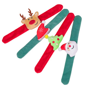 Creativa Santa Elk Clap Circle Linda pulsera de franela regalo de Navidad - Product Image 1
