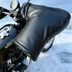 Puños de Manillar para Motocicleta, Forrados de Algodón y Felpa, de Cuero PU Engrosado, Impermeables, Resistentes al Viento, Cálidos, para Protección de Manos, Eléctricos - Product Image 2