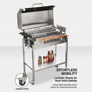 <span class=keywords><strong>Barbecue</strong></span> Rotisserie Extérieur Moderne Robuste au <span class=keywords><strong>Charbon</strong></span> de Bois, Grand Modèle Foukou de Chypre avec Hauteur Réglable et Chariot de Transport - Product Image 3