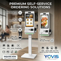 Kiosque de paiement en libre-service avec boîtier métallique intégré, terminal de commande à écran tactile, imprimante de caisse, scanner, restaurant