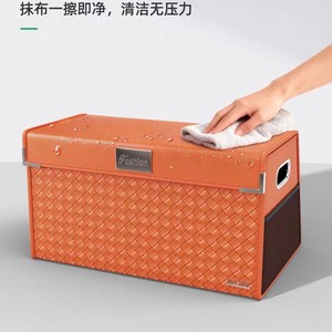 Car Trunk <b>Storage</b> <b>Box</b> Foldable Leather Organizer Orange Color For Car Interior Organization - Product Image 4