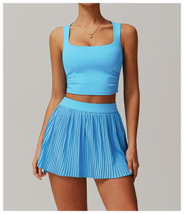 Set Olahraga Yoga Wanita dengan Logo Kustom, 2-Potong Tank Top dan Rok Lipit, Pakaian Fitness untuk Gym, Tenis, Golf, dan Aktivitas Luar Ruangan - Product Image 5