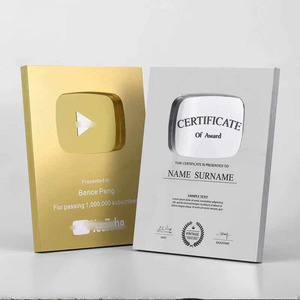 <span class=keywords><strong>Trofei</strong></span> a Scudo in Metallo con Grafica Stampata UV all'Ingrosso - Premio di Riconoscimento d'Eccellenza - Pulsante Play di YT - Product Image 6