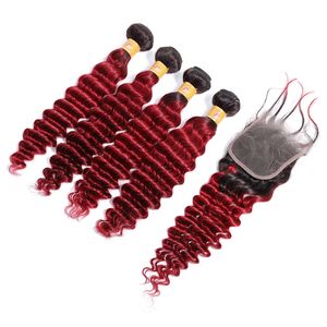 Kostenlose Probe Raw 1b/Burgund # Deep Wave <span class=keywords><strong>RED</strong></span> Virgin Peruanisches Menschenhaar Lieferant, Ombre Human Hair Bundles - Product Image 6