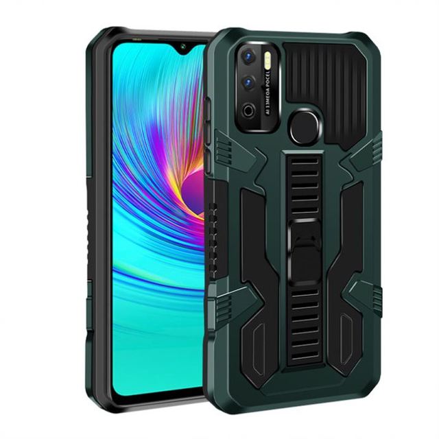 TPU PC Shockproof Cover With Invisible Stand Holder Armor Phone Case for Tecno Spark 7T Cell Phone Cover