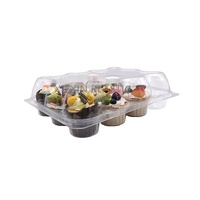 Boîte de présentation en plastique transparente pour cupcakes et muffins jetables à 12 trous, emballage en blister PET pour desserts et gâteaux