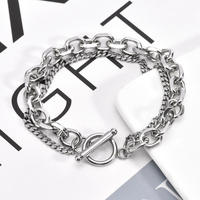 Bracelet pour homme tendance en acier inoxydable électroplaqué avec fermoir OT, esthétique minimaliste cool-girl