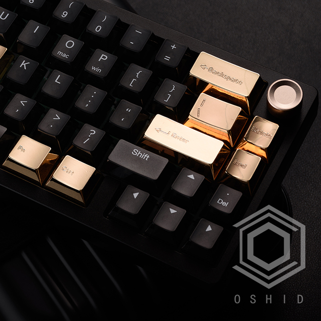 Oshid Metallic High Quality Cherry Profile Painting PC Dye-sub Keycaps Compatible with Wooting 60/87/108 Mechanical Keyboards