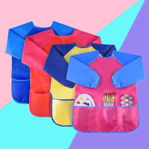 Trẻ em nghệ thuật smock đầy màu sắc không thấm nước trẻ em nghệ thuật Tạp dề nghệ sĩ Sơn tạp dề với dài tay áo với 3 túi rộng rãi - Product Image 6