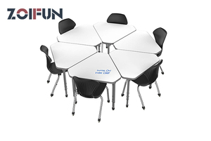 Escritorio Ajustable de Pie para Aula Escolar con Forma de Triángulo Irregular, Mesa de Estudio de Pie para Niños de Varios Colores y Formas - Product Image 3