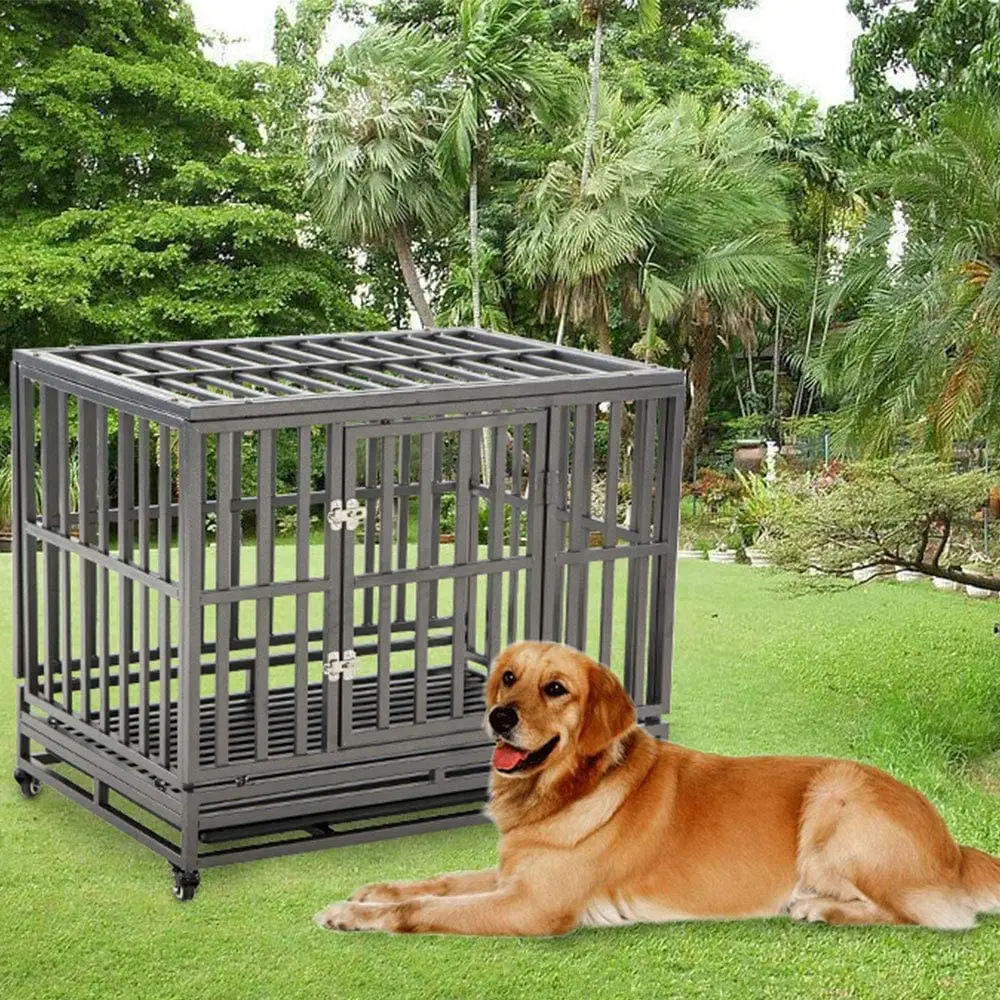 48'' Foldable Collapsible Metal Large Xxl Dog Cage Metal Kennels, Stackable Dog Cages For Large Dog, Wholesale Dog Crate