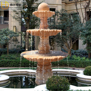 Fontaine en pierre sculptée Jiahua, style européen, élément aquatique extérieur, design durable en colonne - Product Image 5