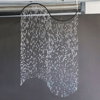 Rideau de perles à sequins de luxe en forme de S, doré et argenté, pour décorations de plafond de mariage, toile de fond de scène, événements et fêtes (vente en gros)
