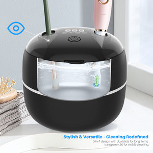 Nettoyeur à ultrasons 200ml 40kHz avec minuterie numérique pour bijoux, prothèses dentaires, usage domestique, en acier inoxydable noir - Product Image 2