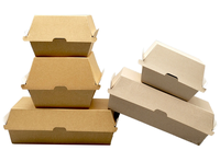 Récipient jetable recyclé personnalisé pour restaurant togo pour déjeuner hamburger à emporter emballage de fast-food boîte en papier kraft