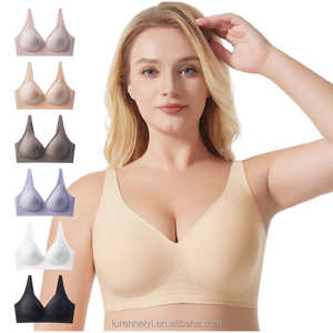 Suministro Directo de Fábrica - Sujetador sin Costuras para Mujer, Talla Grande, sin Forro, Tejido Transpirable, Antideslizante, Copa Completa, con Efecto Push-Up - Product Image 1