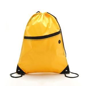 210D Custom Waterproof Polyester <b>Drawstring</b> Sports <b>Backpack</b> with Pocket and Zipper for Storage and Sports Gear Shopping Bags - Product Image 1