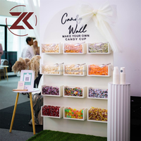 ZKAI - Caja de Dulces para Fiestas, Decoración para Bodas, Cumpleaños y Eventos, Arco de Fondo para Golosinas en Color Rosa y Blanco