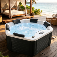 Spa Jacuzzi Hexagonal Moderne en Acrylique, Bain à Remous Extérieur Durable avec LED Colorées, Idéal pour Maison d'Hôtes, Maison Conteneur et Jardin