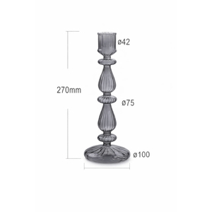 Nordic Style Ribbed Borosilicate Glass <b>Taper</b> <b>Candle</b> Holder Set Handmade Christmas Home Decor Heat Resistant Lightweight - Product Image 1