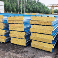 Panneaux sandwich d'isolation thermique et acoustique en acier galvanisé avec âme en laine de roche ignifuge A1 certifiée CE de haute qualité, directement de l'usine.