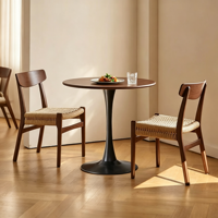 Table et chaises de salle à manger en bois massif de style vintage avec pieds en métal, adaptées aux maisons, salles de réunion et salons