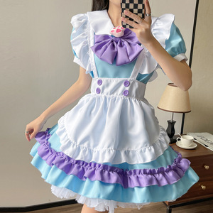 Maid Outfit Lolita Dress Pink Blue <b>Bow</b> Women's Costume Game Anime Role Playing Spring 2023 Polyester Fiber S 5XL - Product Image 4