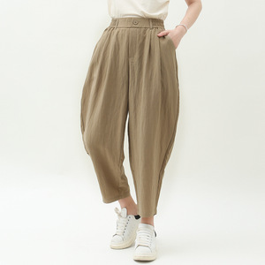 <span class=keywords><strong>Pantaloni</strong></span> a lanterna larghi da donna a elastico alto per Tencel in lino nuova collezione primavera estate <span class=keywords><strong>pantaloni</strong></span> a carota Casual traspiranti elasticizzati - Product Image 3