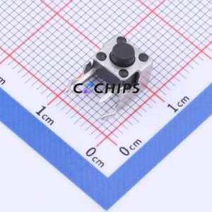 TC-6615-5-160G Tactile Switch Bent Lead Through Hole-4P,6x6mm Switch Single Pole Single Throw Round Button 1.6N Right Angle - Product Image 1