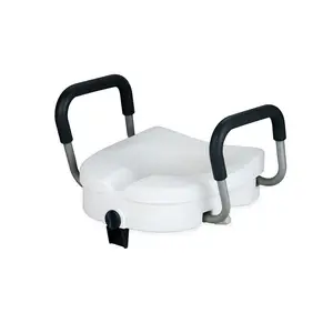 Siège de toilette surélevé verrouillable avec accoudoirs, rehausseur de siège de toilette blanc, cadre de sécurité confortable