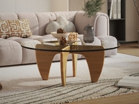 Table basse en verre de luxe haut de gamme, durable, avec pieds en bois massif, design moderne et minimaliste, petit meuble de salon