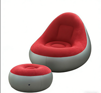Canapé gonflable portable moderne et simple, respectueux de l'environnement, avec tabouret rond, pour salon, chambre, maison, extérieur, camping