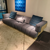 Canapé en cuir véritable de style italien de luxe, canapé droit personnalisable, meubles de salon pour la maison, l'hôtel, canapé de détente
